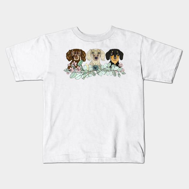 Triple Doxies Kids T-Shirt by MAXLEE